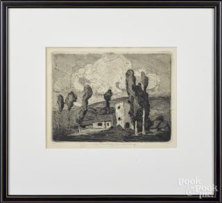 Appraisal: William Lee Hankey British - etching of a landscape with