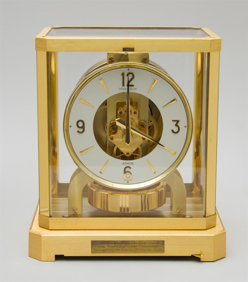 Appraisal: SWISS-MADE JAEGER-LE-COULTRE ATMOS CLOCK In polished brass case applied with