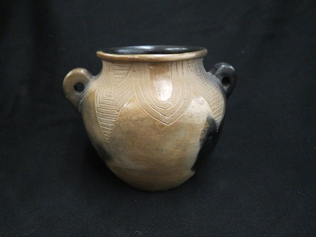 Appraisal: Maude Welch Cherokee Indian Pottery Vase handled carved tall diameter