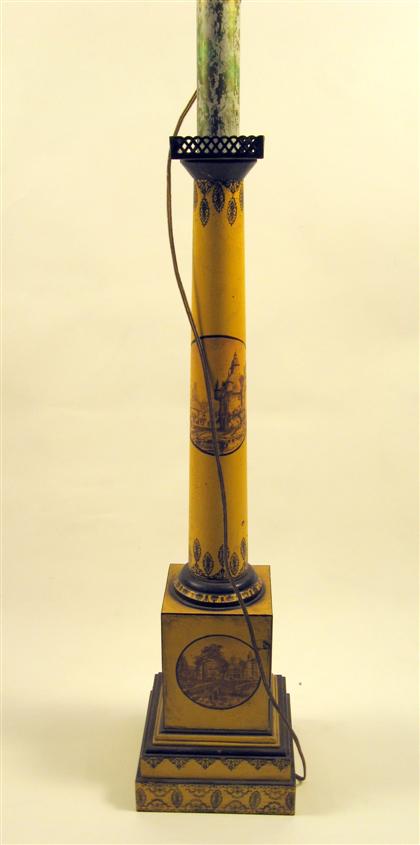 Appraisal: French tole peinte floor lamp early th century The cylindrical