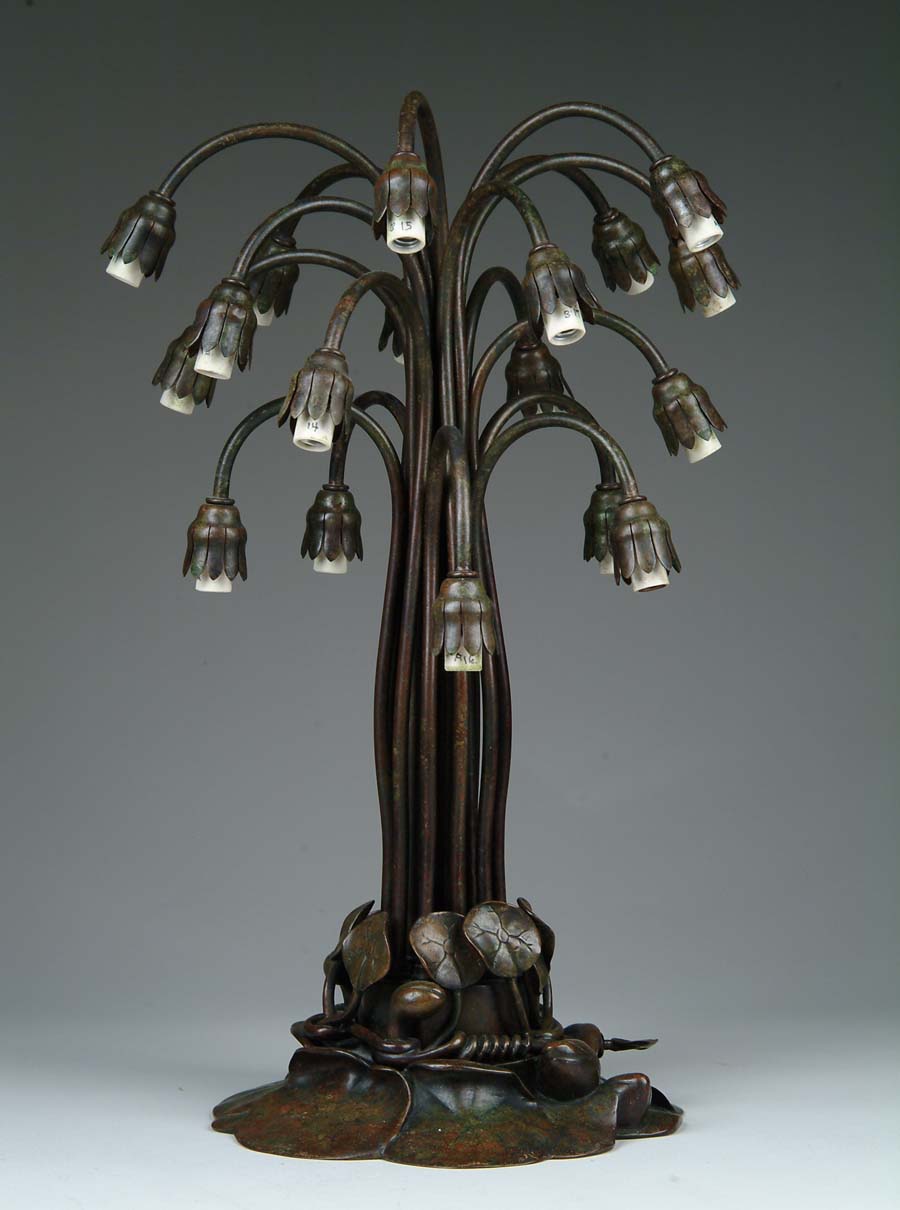 Appraisal: REPRODUCTION -LITE LILY BASE Bronze -lite lily base is a