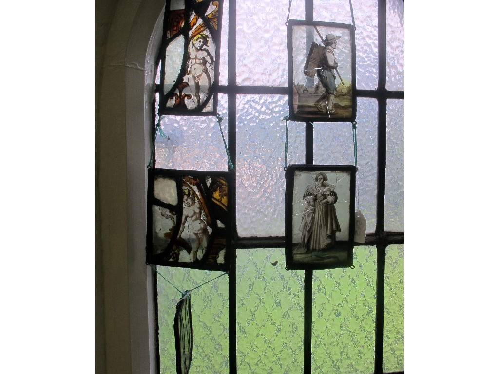 Appraisal: A group of th th century stained and leaded glass