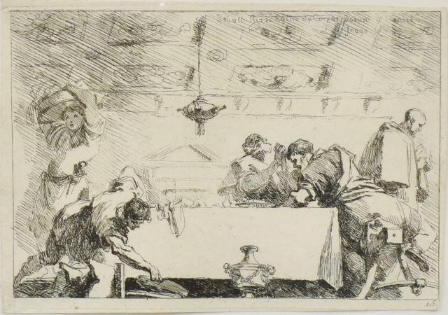 Appraisal: Framed etching on paper The Last Supper Jean Honore Fragonard