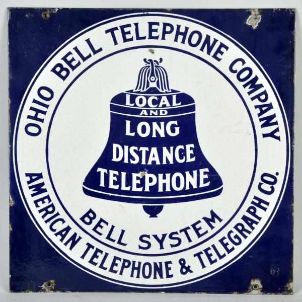 Appraisal: Porcelain Bell Systems Telephone -Sided Sign Condition Very Good -