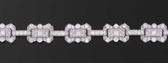 Appraisal: DIAMOND BRACELET France ca Platinum Decorative elegant bracelet the geometrically