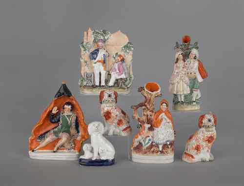 Appraisal: Seven Staffordshire figures th c tallest - Provenance The Estate