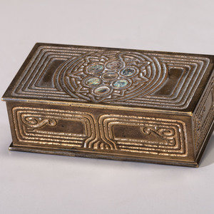 Appraisal: Tiffany Studios American Early th Century Abalone Stamp Box bronze