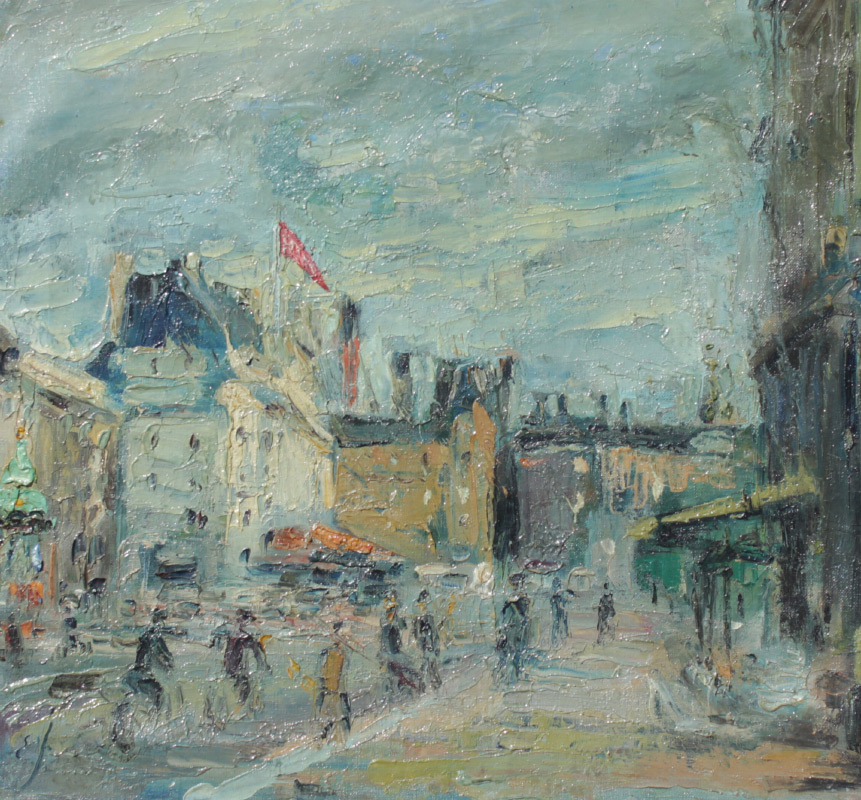 Appraisal: JOHANSEN Einar Danish - City Street Scene Oil Canvas sight