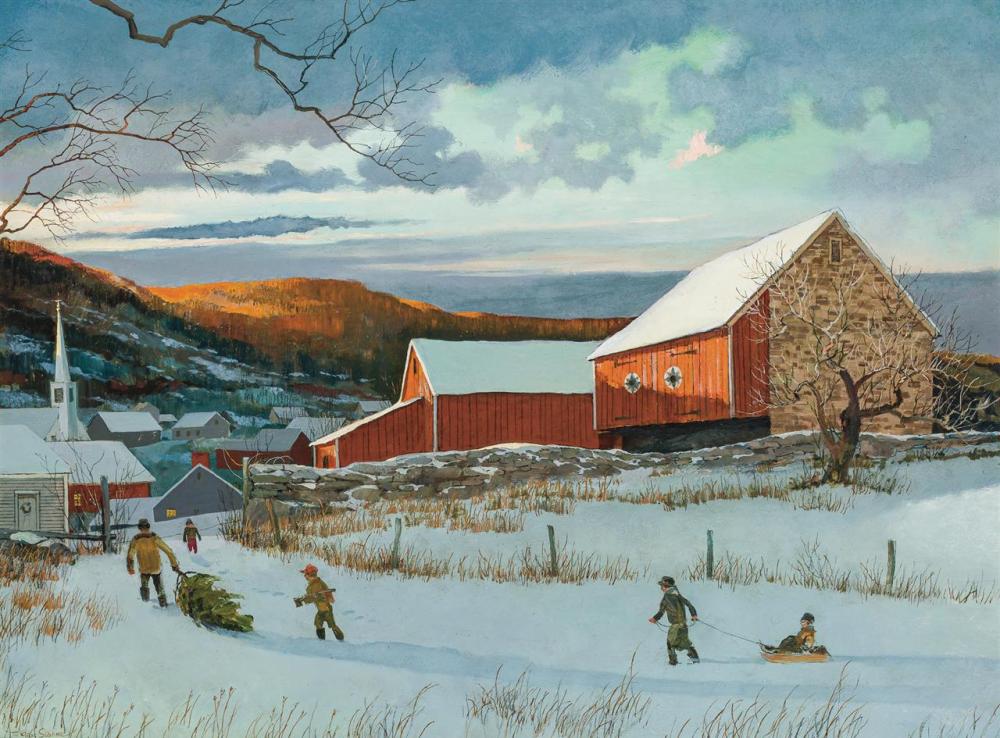 Appraisal: ERIC SLOANE American - Bringing Home the Christmas Tree oil