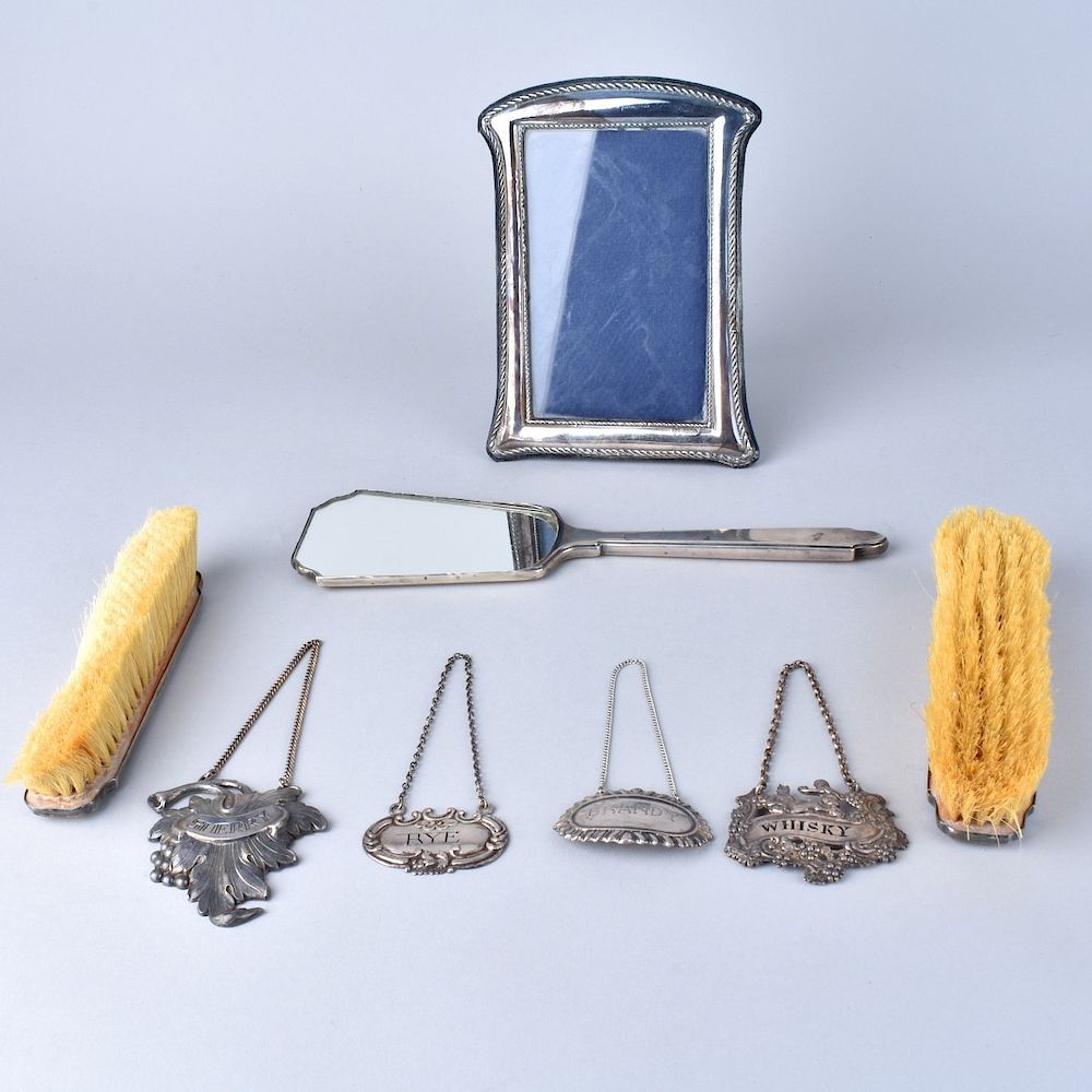 Appraisal: Silver Guilloche Lot Eight Piece Silver and Enamel Lot Includes