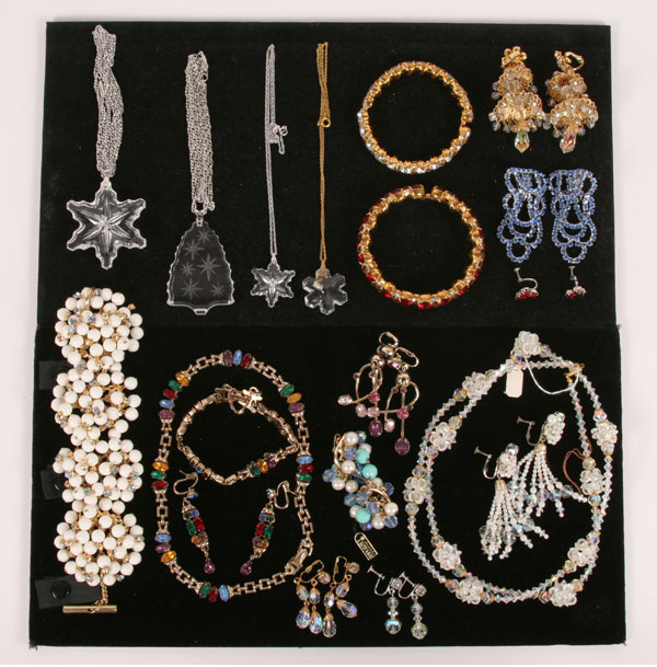 Appraisal: Lot of pieces vintage costume jewelry including Austrian crystal necklace