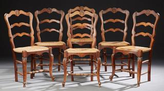 Appraisal: Set of Six Carved Beech Louis XV Style Rush Seat