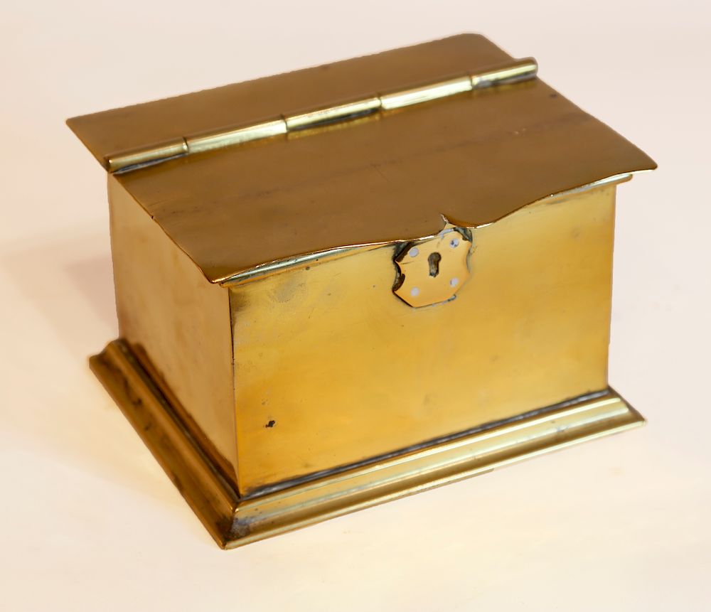 Appraisal: Small th Century English Brass Hinged Top Box Exclusive on