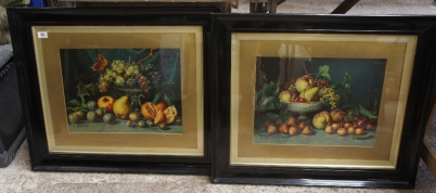 Appraisal: Two large Victorian still life paintings of fruit bowls on