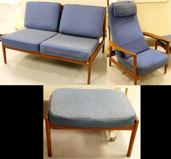 Appraisal: Mid Century Scandinavian design pieces including a chair a stool