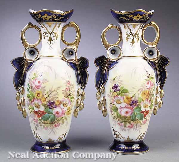 Appraisal: A Pair of French Porcelain Vases mid- th c cobalt