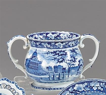 Appraisal: Historical blue transferware loving cup john rogers and son longport