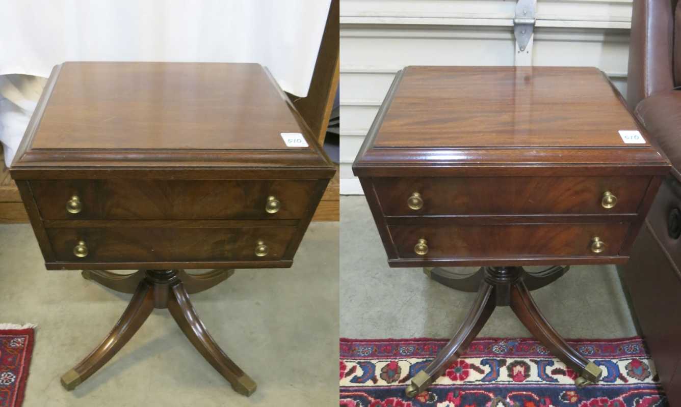 Appraisal: A PAIR OF FEDERAL STYLE MAHOGANY END TABLES Brandt Furniture