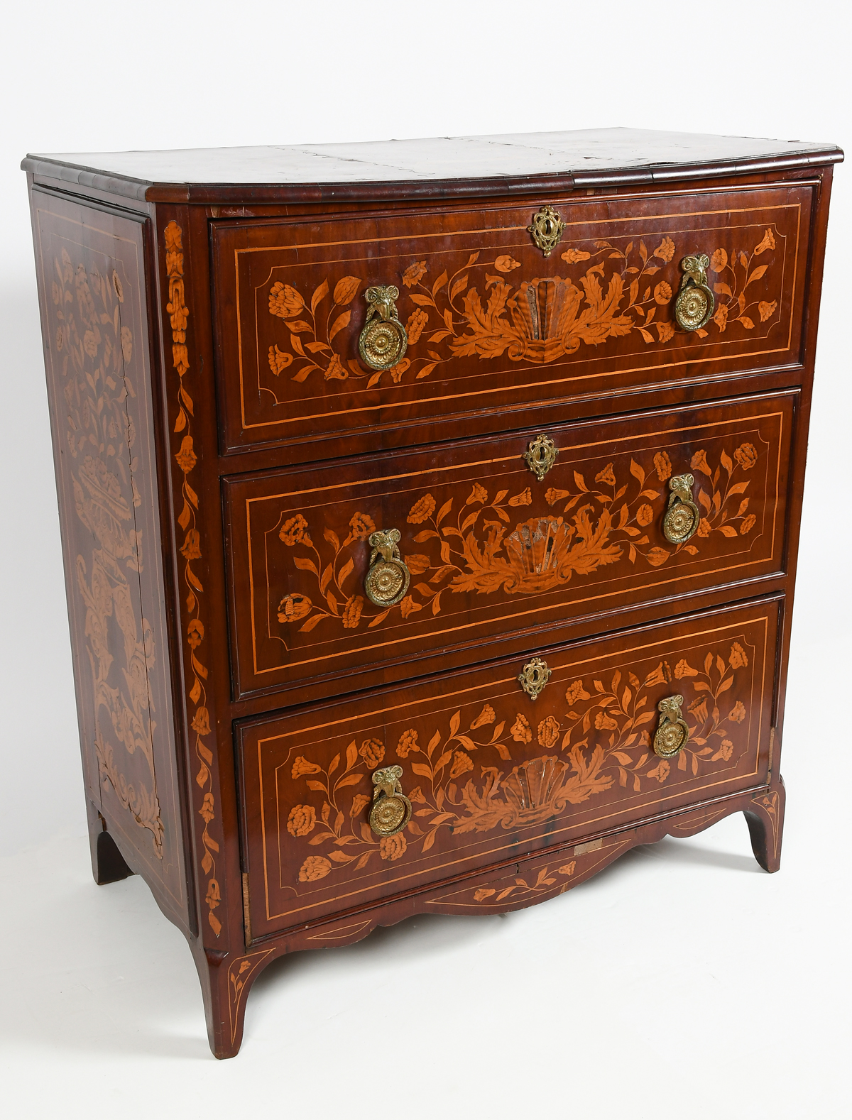 Appraisal: TH-CENTURY MARQUETRY INLAID DUTCH CHEST - Drawer Chest having intricately