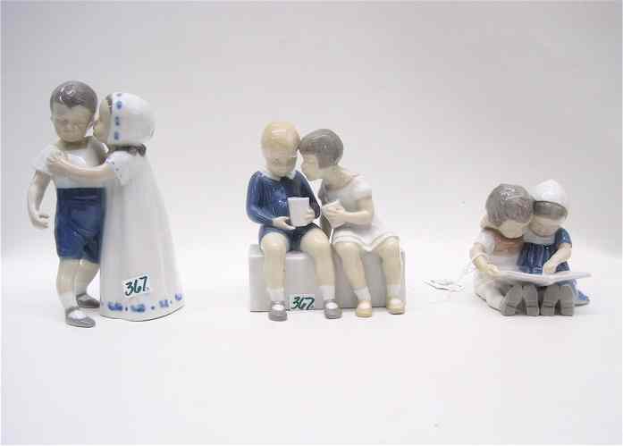 Appraisal: THREE BING GRONDAHL PORCELAIN FIGURAL GROUPS ''Love Refused '' ''H