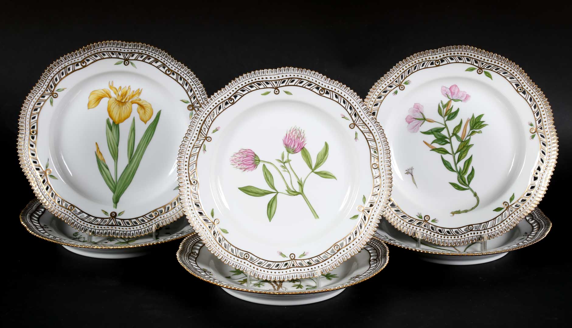 Appraisal: Royal Copenhagen Flora Danica salad plates pierced border with sawtooth