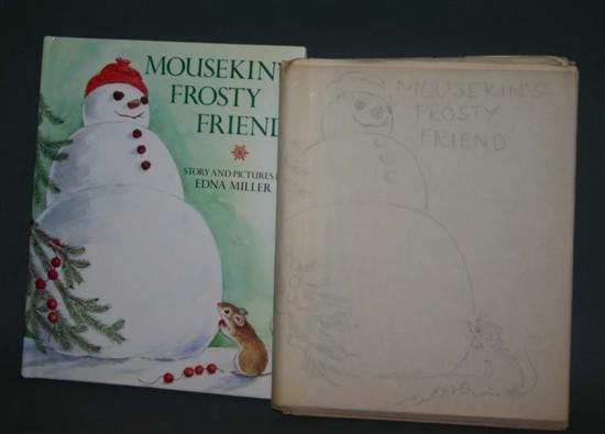 Appraisal: Children's Original Drawings Edna Miller Mousekin's Frosty Friend Full mockup