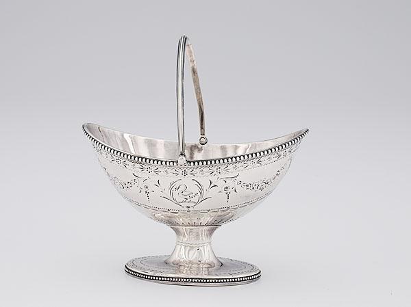 Appraisal: HESTER BATEMAN SILVER SUGAR BASKET English mark of Hester Bateman