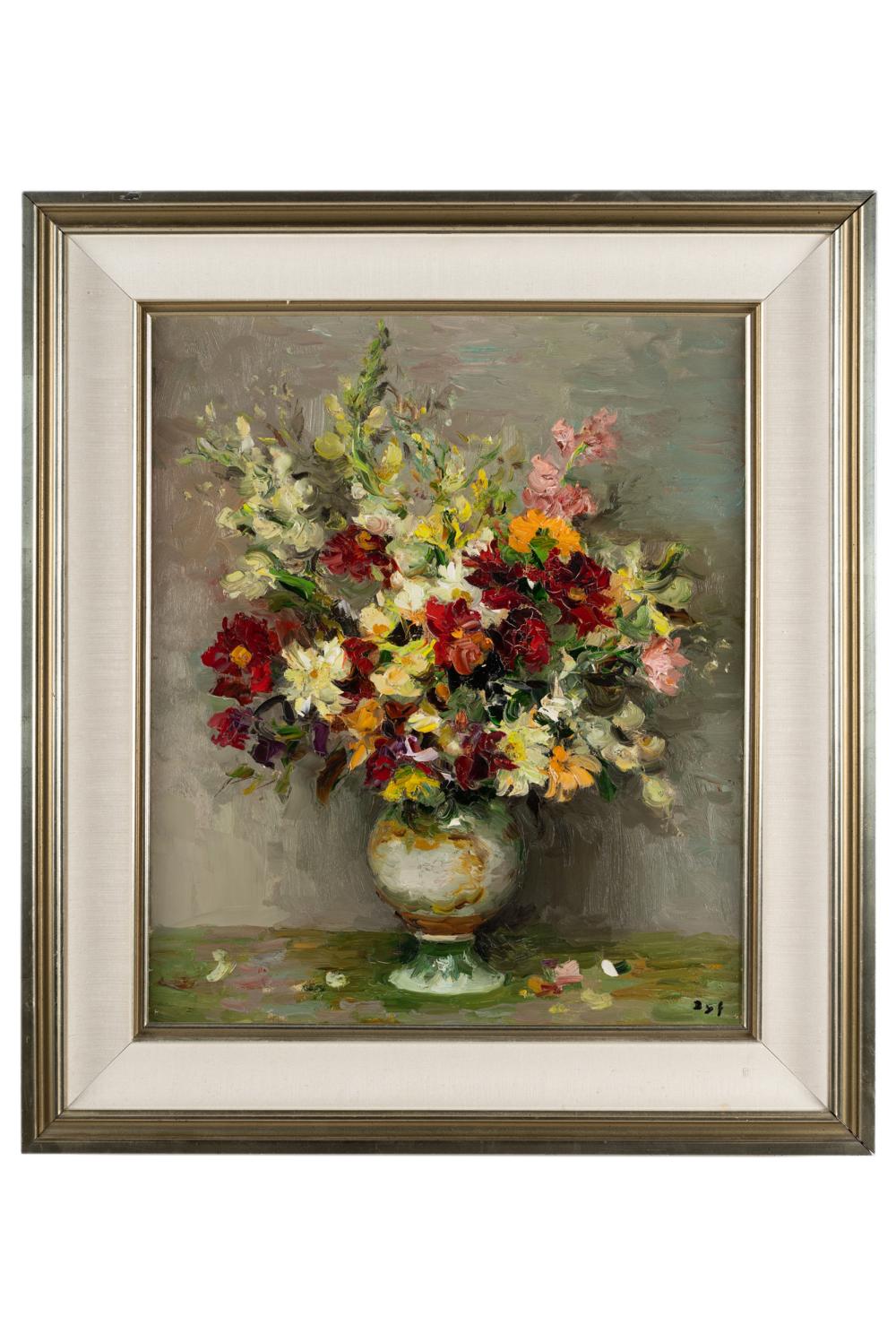 Appraisal: MARCEL DYF - FLORAL STILL LIFE WITH VASEoil on canvas