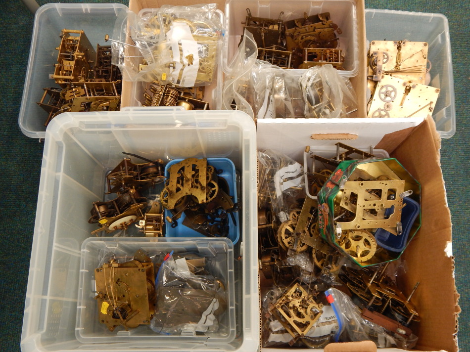 Appraisal: A quantity of brass clock movements to include German English