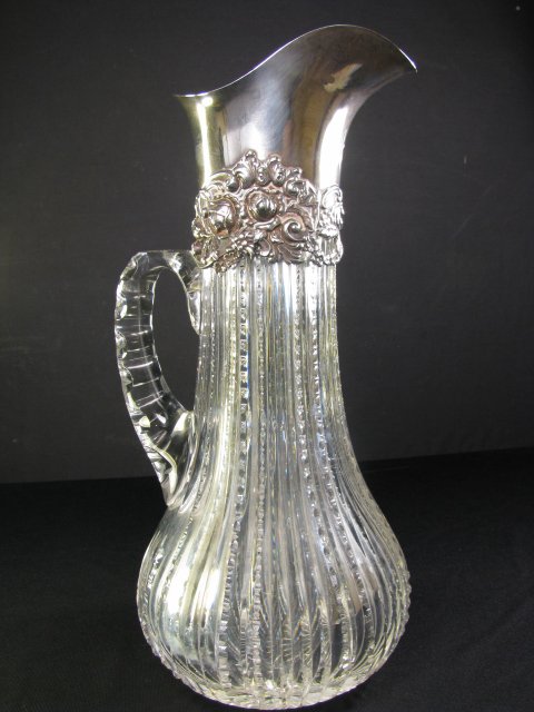 Appraisal: Antique American brilliant zipper pattern cut glass pitcher or ewer