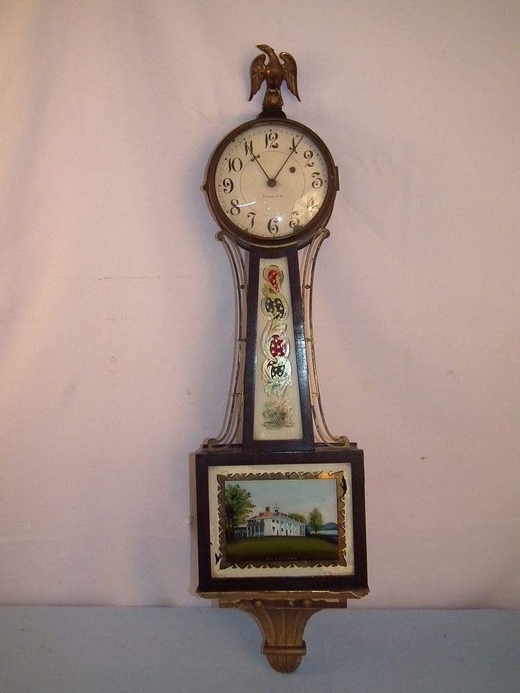 Appraisal: TIFFANY CO BANJO CLOCK Old Tiffany Co signed mahogany banjo