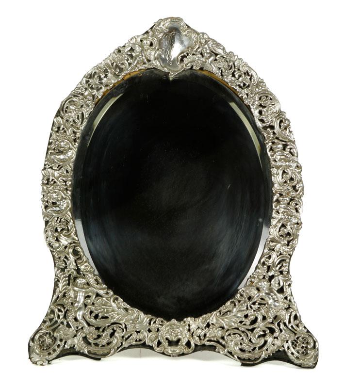 Appraisal: - th C Silver Dressing Mirror th Century silver dressing