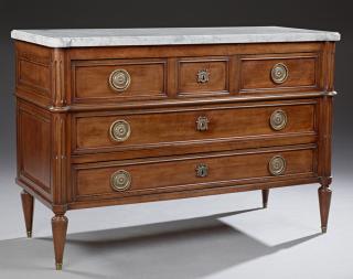 Appraisal: French Louis XVI Style Carved Mahogany Marble Top Commode th