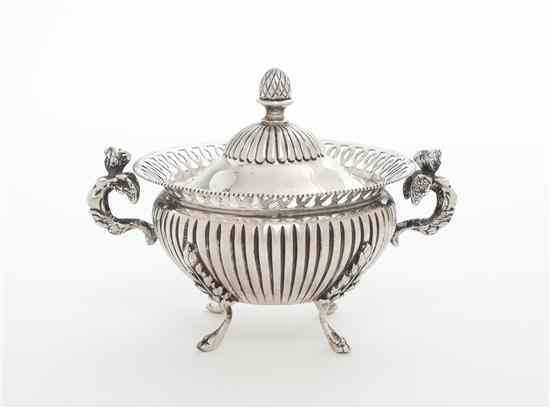 Appraisal: An Italian Silver Ramekin having a pine cone finial and