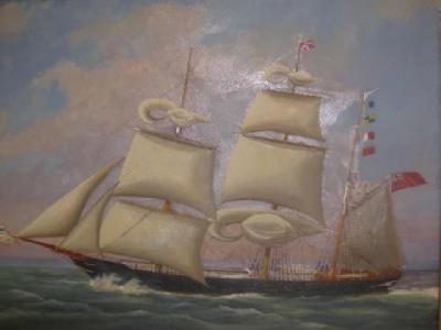 Appraisal: BRITISH PRIMITIVE SCHOOL The Lieutenant in Full Sail unsigned canvas