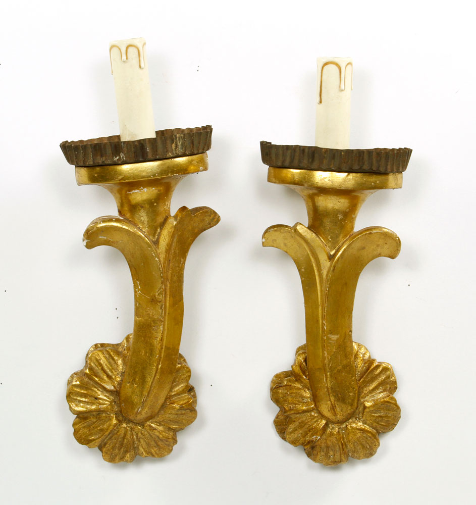 Appraisal: - Pr th C Gilt Wood Sconces Pair of th