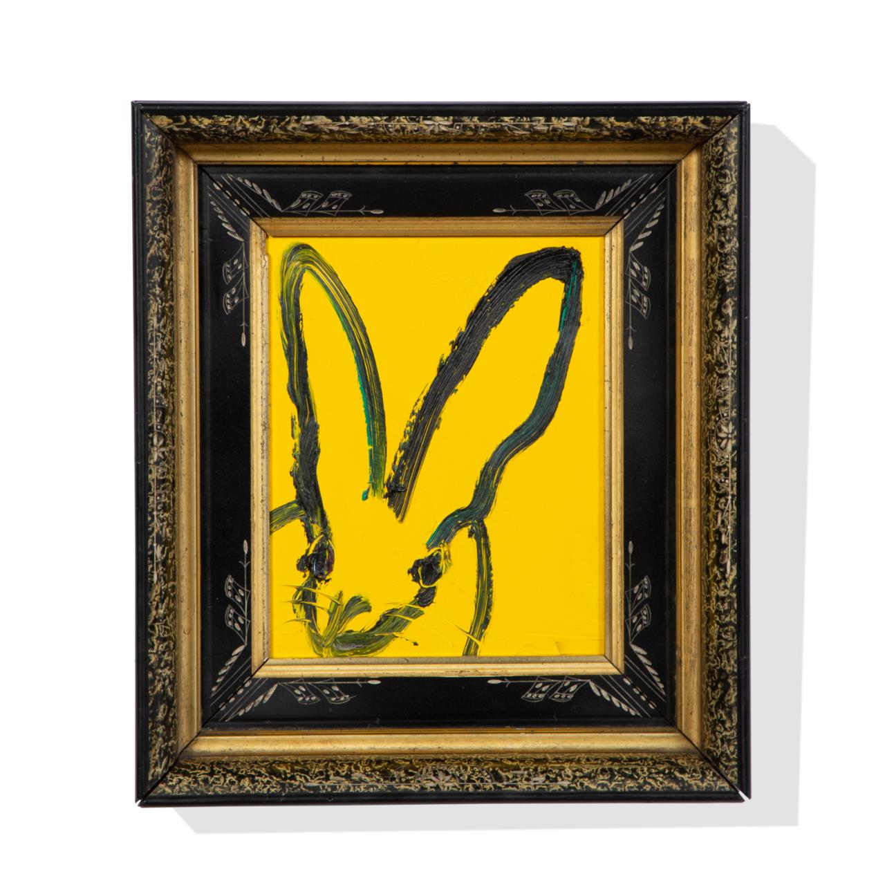 Appraisal: HUNT SLONEM O B UNTITLED YELLOW BUNNY Hunt Slonem American