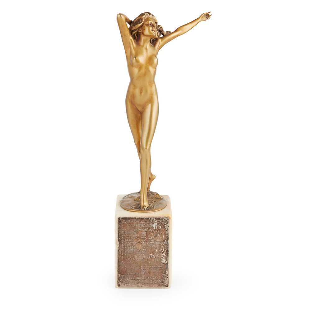 Appraisal: OTTO POERTZEL - ART DECO FIGURE CIRCA gilt-bronze applied white