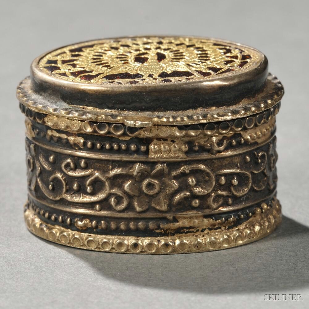 Appraisal: Indian Thewa-work and Silver Box probably Partabgarh Rajasthan early th