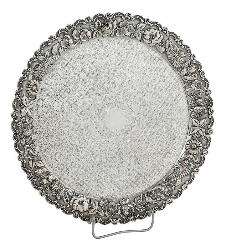 Appraisal: Baltimore Sterling Repousse Tray American early th century round with