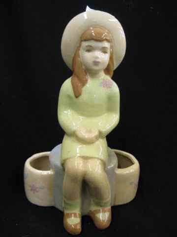 Appraisal: California Art Pottery Figural Planter seated girl '' excellent