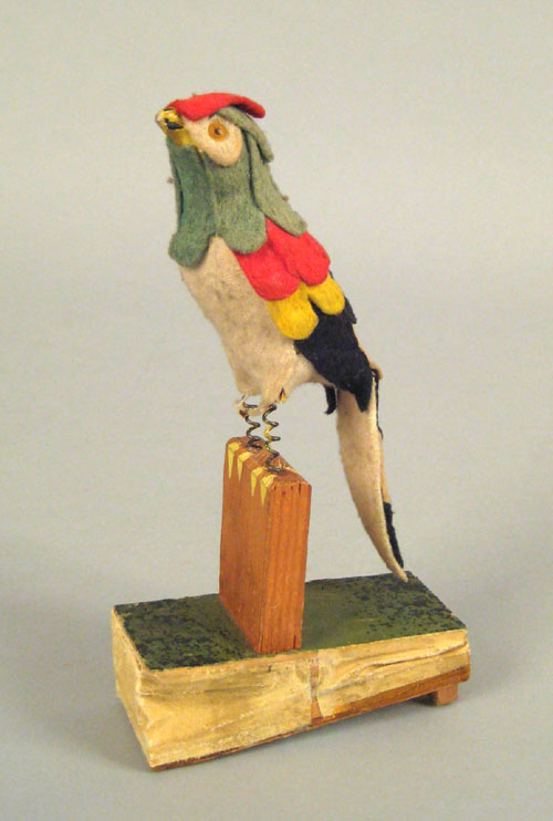 Appraisal: Felt bird on perch squeak toy ca h