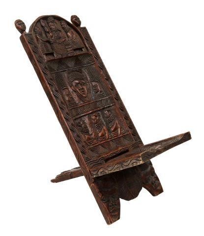 Appraisal: African carved hardwood palaver chair likely Edo Benin peoples Nigeria