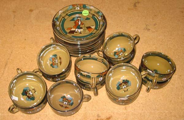 Appraisal: BUFFALO POTTERY Twenty six Deldare pieces thirteen cups and thirteen