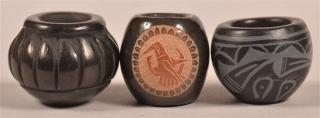 Appraisal: Three Miniature Southwest Indian Blackware Vessels Santa Clara Navajo etc