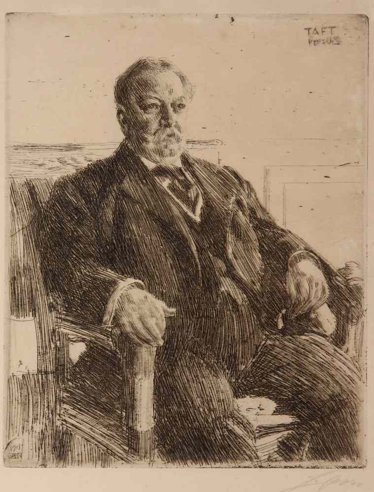 Appraisal: ETCHING - 'William Howard Taft US President' by Anders Leonard