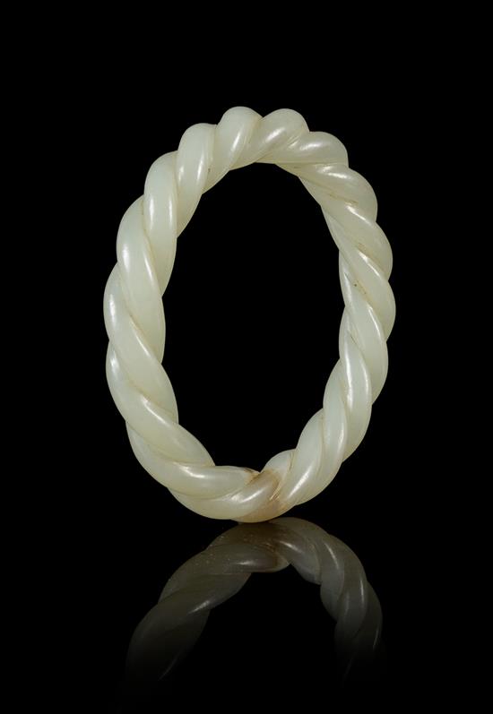 Appraisal: Sale Lot A Carved Celadon Jade 'Robe Twist' Bangle th