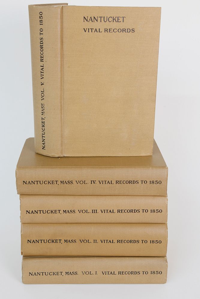 Appraisal: Complete Volume Set Vital Records of Nantucket Massachusetts to the