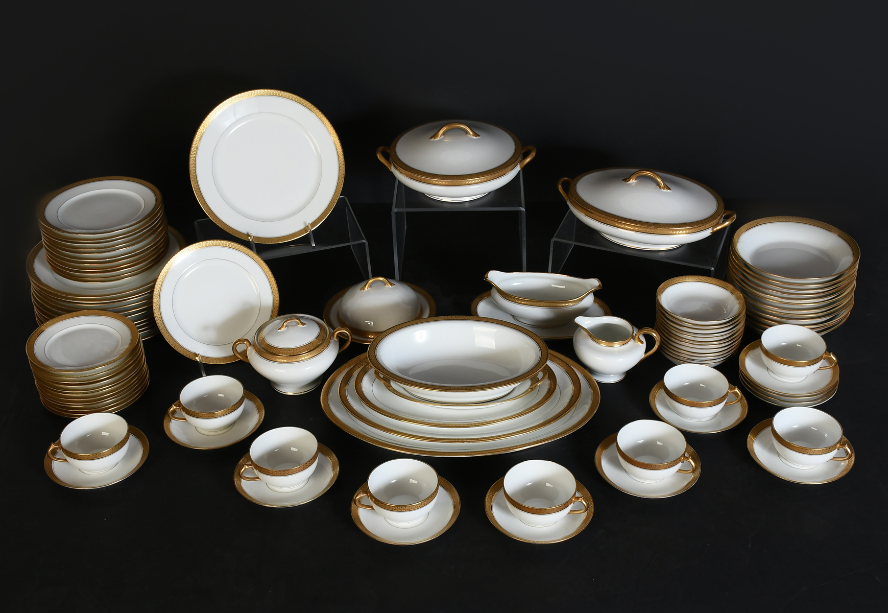 Appraisal: PC GOLD EMBOSSED HAVILAND LIMOGES CHINA SET Comprising - Dinner