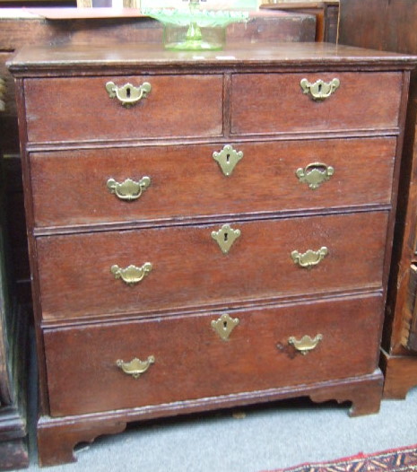 Appraisal: An th century oak chest of two short and three